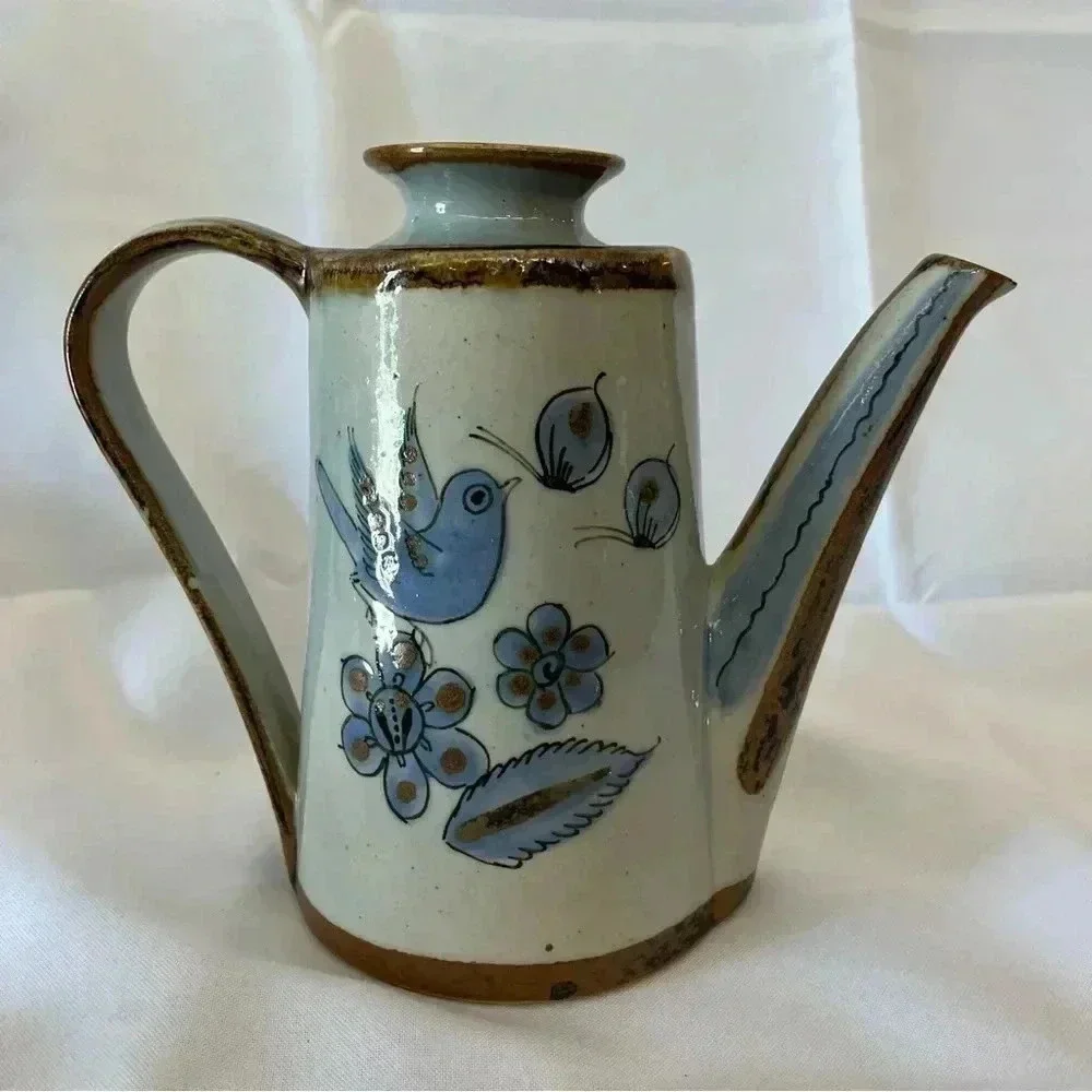 El Palomar Blue Bird Glazed Ceramic Tea/Coffee Pot - Picture 3 of 9